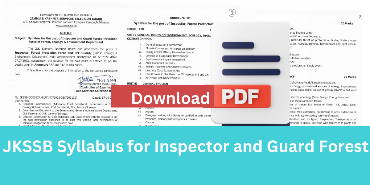 JKSSB Syllabus for Inspector and Guard Forest